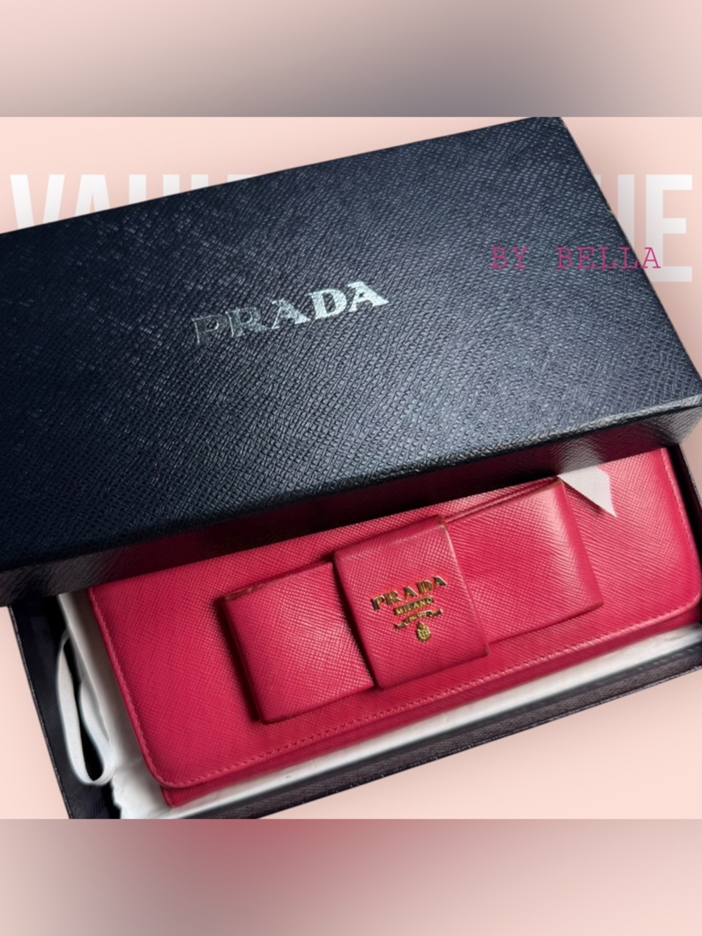 ‼️NOW AVAILABLE‼️ Prada Pink Saffiano Bow Continental Wallet